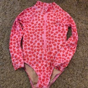 Rash guard one piece crewcuts pink hearts